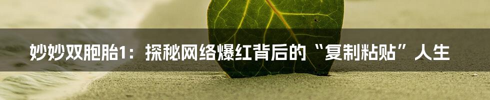 妙妙双胞胎1:探秘网络爆红背后的“复制粘贴”人生