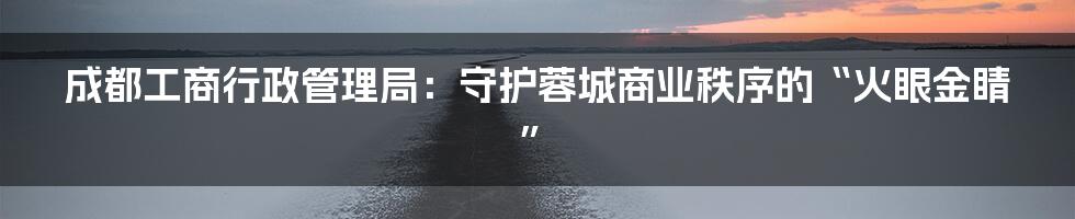 成都工商行政管理局：守护蓉城商业秩序的“火眼金睛”