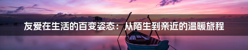 友爱在生活的百变姿态:从陌生到亲近的温暖旅程