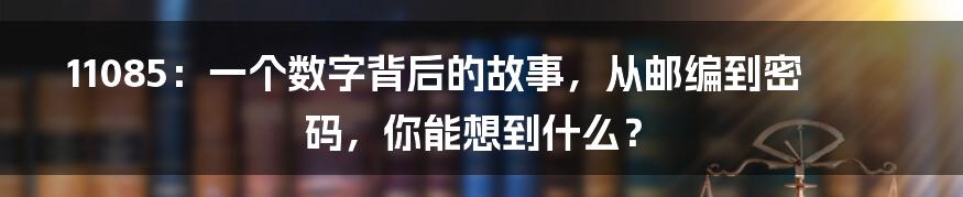 11085：一个数字背后的故事，从邮编到密码，你能想到什么？