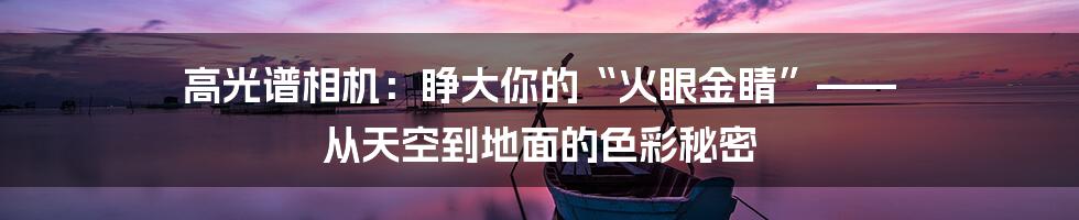 高光谱相机:睁大你的“火眼金睛”—— 从天空到地面的色彩秘密