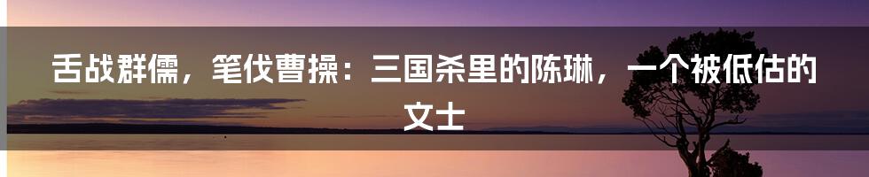 舌战群儒,笔伐曹操:三国杀里的陈琳,一个被低估的文士