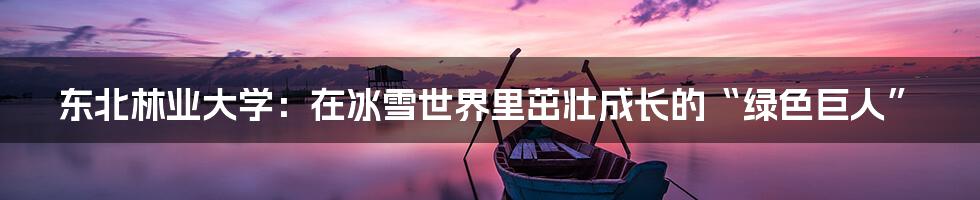 东北林业大学：在冰雪世界里茁壮成长的“绿色巨人”