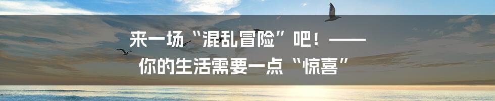 来一场“混乱冒险”吧！—— 你的生活需要一点“惊喜”