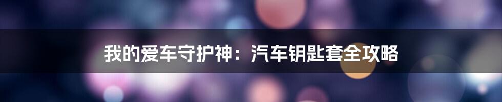 我的爱车守护神：汽车钥匙套全攻略