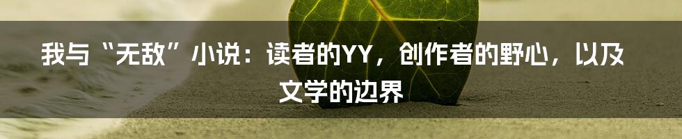 我与“无敌”小说:读者的YY,创作者的野心,以及文学的边界