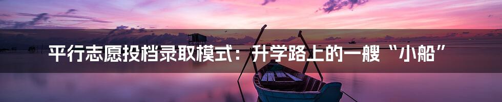 平行志愿投档录取模式：升学路上的一艘“小船”