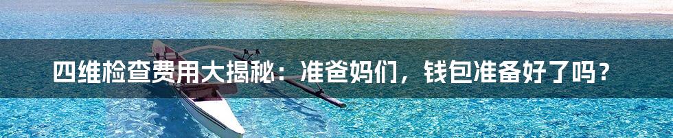 四维检查费用大揭秘：准爸妈们，钱包准备好了吗？