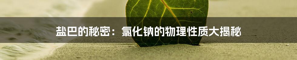 盐巴的秘密:氯化钠的物理性质大揭秘