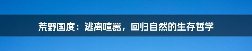 荒野国度：逃离喧嚣，回归自然的生存哲学