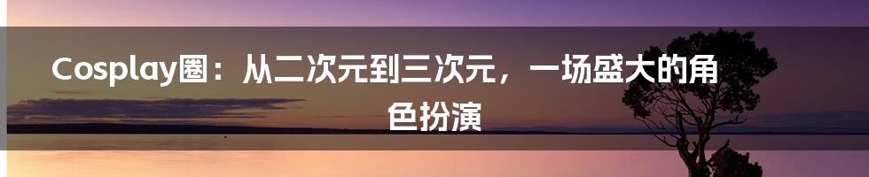Cosplay圈:从二次元到三次元,一场盛大的角色扮演