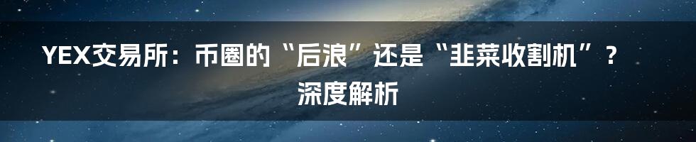 YEX交易所：币圈的“后浪”还是“韭菜收割机”？深度解析