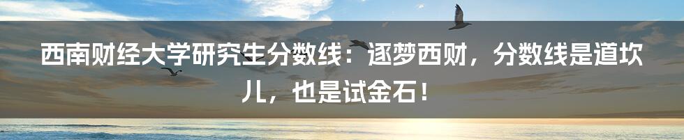 西南财经大学研究生分数线:逐梦西财,分数线是道坎儿,也是试金石!