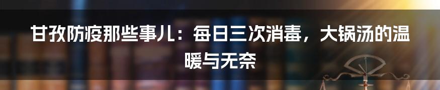 甘孜防疫那些事儿：每日三次消毒，大锅汤的温暖与无奈