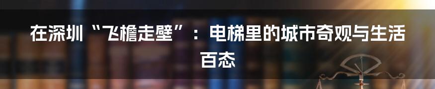 在深圳“飞檐走壁”：电梯里的城市奇观与生活百态