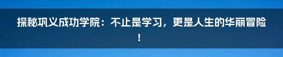 探秘巩义成功学院：不止是学习，更是人生的华丽冒险！