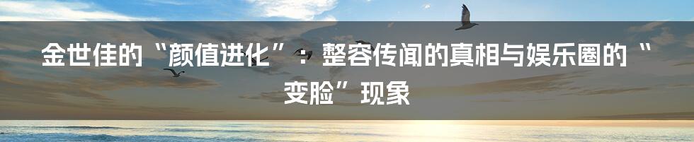 金世佳的“颜值进化”:整容传闻的真相与娱乐圈的“变脸”现象