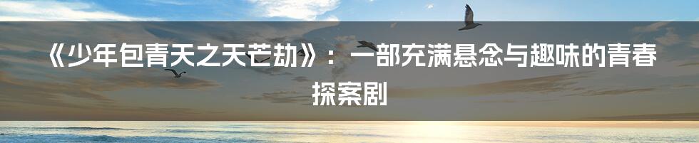 《少年包青天之天芒劫》：一部充满悬念与趣味的青春探案剧