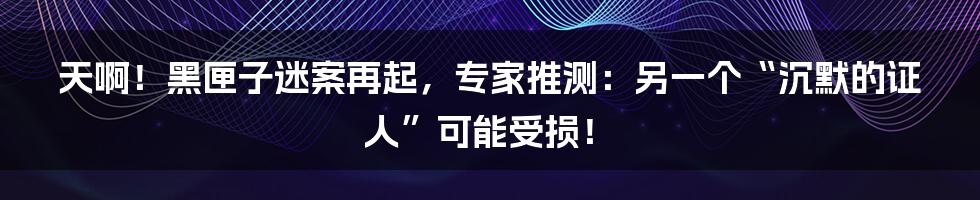 天啊！黑匣子迷案再起，专家推测：另一个“沉默的证人”可能受损！