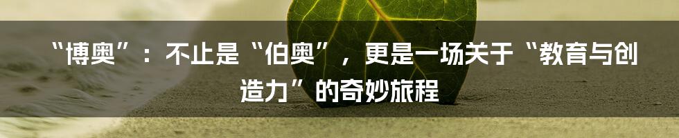 “博奥”:不止是“伯奥”,更是一场关于“教育与创造力”的奇妙旅程