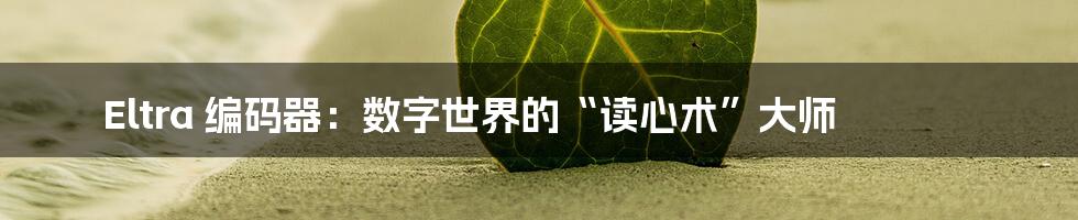 Eltra 编码器：数字世界的“读心术”大师