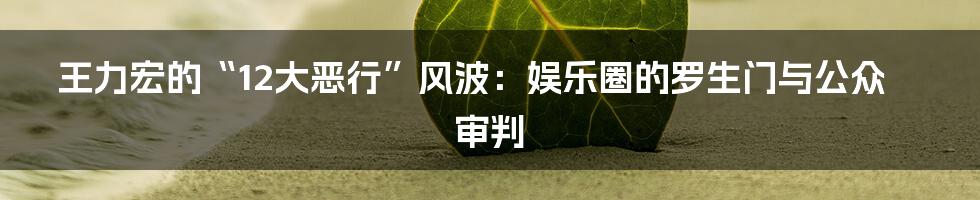 王力宏的“12大恶行”风波：娱乐圈的罗生门与公众审判