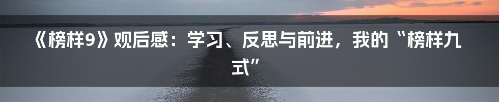 《榜样9》观后感:学习、反思与前进,我的“榜样九式”