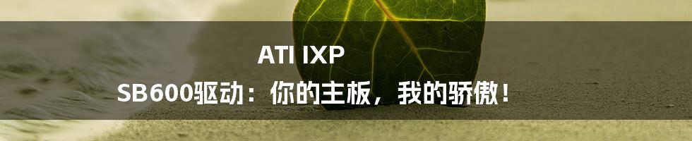 ATI IXP SB600驱动：你的主板，我的骄傲！