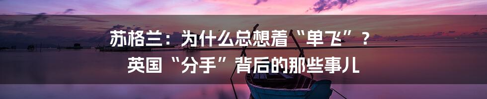 苏格兰：为什么总想着“单飞”？ 英国“分手”背后的那些事儿