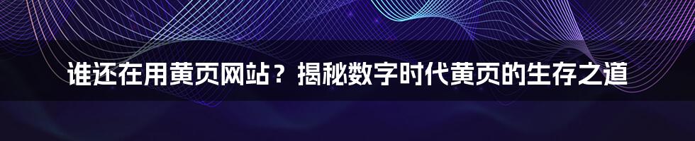 谁还在用黄页网站？揭秘数字时代黄页的生存之道