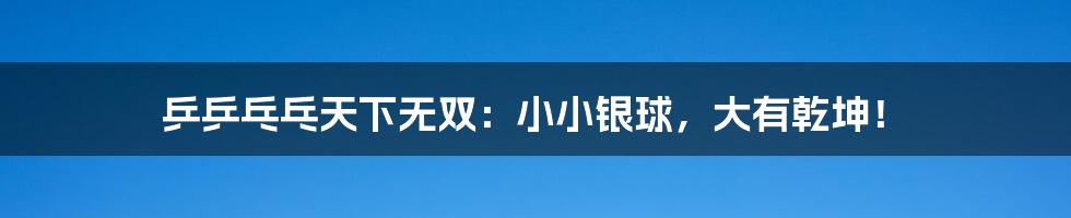 乒乒乓乓天下无双:小小银球,大有乾坤!