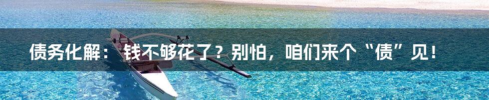 债务化解: 钱不够花了?别怕,咱们来个“债”见!