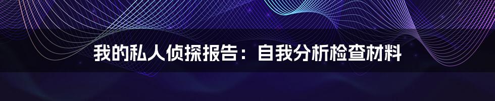 我的私人侦探报告：自我分析检查材料