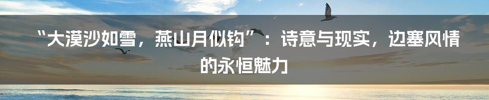 “大漠沙如雪，燕山月似钩”：诗意与现实，边塞风情的永恒魅力
