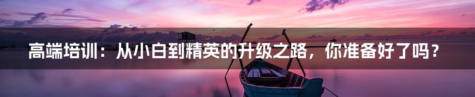高端培训：从小白到精英的升级之路，你准备好了吗？