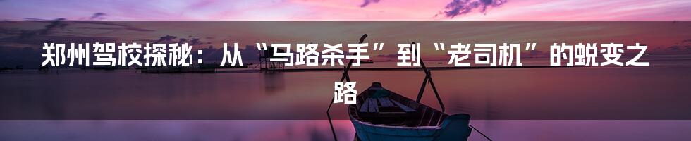 郑州驾校探秘:从“马路杀手”到“老司机”的蜕变之路