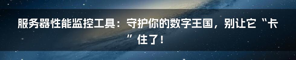 服务器性能监控工具:守护你的数字王国,别让它“卡”住了!