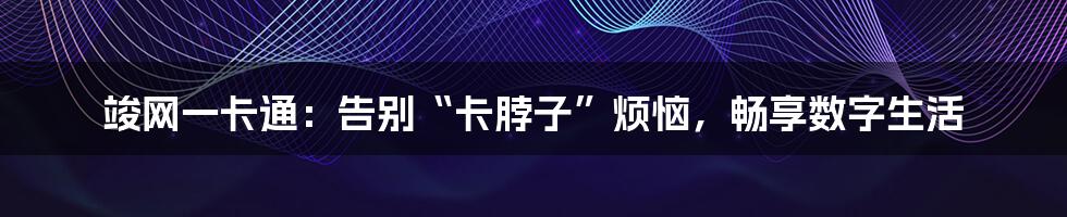 竣网一卡通：告别“卡脖子”烦恼，畅享数字生活