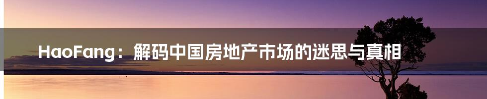 HaoFang：解码中国房地产市场的迷思与真相