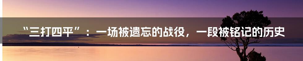 “三打四平”：一场被遗忘的战役，一段被铭记的历史