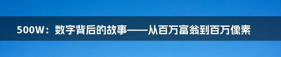 500W：数字背后的故事——从百万富翁到百万像素