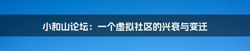 小和山论坛：一个虚拟社区的兴衰与变迁