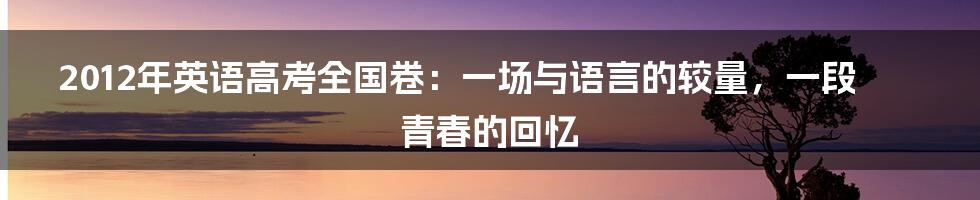 2012年英语高考全国卷：一场与语言的较量，一段青春的回忆