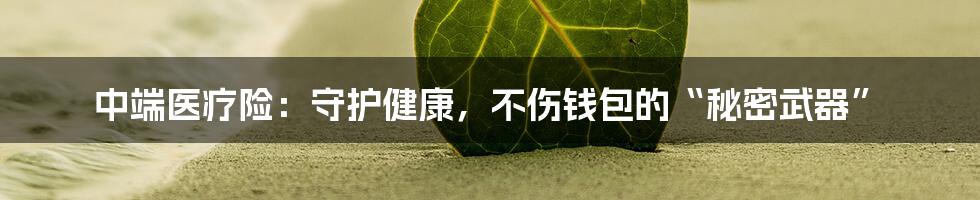 中端医疗险：守护健康，不伤钱包的“秘密武器”
