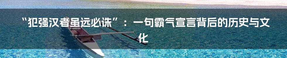 “犯强汉者虽远必诛”：一句霸气宣言背后的历史与文化