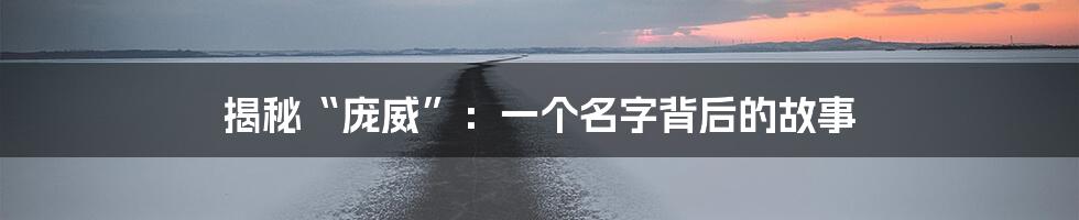 揭秘“庞威”:一个名字背后的故事