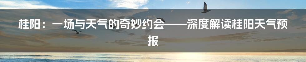 桂阳：一场与天气的奇妙约会——深度解读桂阳天气预报