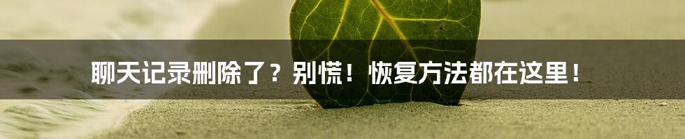 聊天记录删除了？别慌！恢复方法都在这里！
