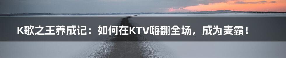 K歌之王养成记:如何在KTV嗨翻全场,成为麦霸!