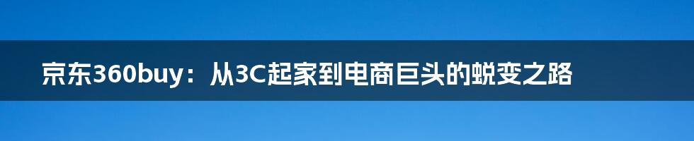 京东360buy：从3C起家到电商巨头的蜕变之路